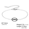 Bracciale in acciaio inossidabile argento con ciondolo football americano e specifiche - Rugby (Catena a Croce) / 1 Pezzo / Colore acciaio