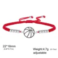 Braccialetto intrecciato rosso regolabile con ciondolo basket in acciaio inossidabile - Pallacanestro (Corda Rossa) / 1 Pezzo / Colore acciaio