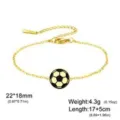 Elegante bracciale a catena in acciaio inossidabile dorato con ciondolo a forma di calcio - Calcio (Catena a Croce) / 1 Pezzo / Oro