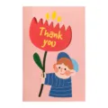 Premium Thank you greeting card featuring a cute cartoon boy holding a large red flower design - Boy Style (With Envelope)
