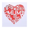 Intricate laser cut heart shaped Mother's Day greeting card with Mum cutout design - Mother Theme (MUM)
