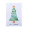 Minimalist hand-painted watercolor Christmas tree greeting card with Merry Christmas text - Green Christmas Tree