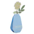 3D-Pop-up-Grußkarte mit blauer Vase, Goldprägung und gelber Blume für Muttertag - Winterjasmin
