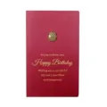 Elegant vintage red birthday card featuring gold foil text and a metallic cupcake charm - Birthday Cake / Burgundy