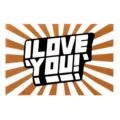 Tarjeta de felicitación moderna de San Valentín con texto I LOVE YOU sobre fondo naranja - Estilo de Carácter / 1 Pieza/Paquete (Con Sobre)