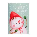 Mini folding Christmas card with cute watercolor snowman and Merry Christmas greeting - Snowman