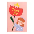 Cute illustration greeting card featuring a girl holding a large flower with "Thank you" - Girl Style (With Envelope)