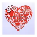 Laser-cut heart-shaped Mother's Day card with intricate floral and butterfly details - Happy Mother's Day