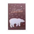 Biglietto di auguri di Natale marrone con illustrazione di orso polare e stelle lucenti - Orso polare