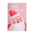 Mini Christmas greeting card with Santa Claus illustration and pink snow background - Santa Claus