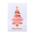 Hand-painted watercolor Christmas tree greeting card with envelope for festive blessings - Red Christmas Tree