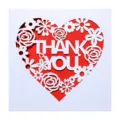 Laser-cut heart-shaped thank you card in striking red and white design - Thank You Style