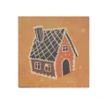 Biglietto di Natale quadrato in carta kraft con illustrazione festiva di casetta di pan di zenzero - Casa di panpepato / Set con Busta