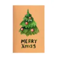 Minimalist mini Christmas card featuring a watercolor tree and Merry Xmas hand text - Christmas Tree