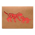 Carte de vœux artistique en papier kraft découpé au laser avec motif chien Mother's Love - Léopard Parent-Enfant