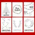 Juego de tarjetas de Navidad DIY con diseños festivos minimalistas dibujados a mano - Estilo de Navidad / 6 piezas