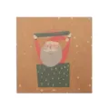 Biglietto di Natale quadrato in carta kraft con simpatica illustrazione di Babbo Natale. - Babbo Natale / Set con Busta