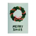 Mini Christmas folding card with watercolor wreath design and MERRY Xmas text greeting - Flower Garland