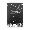 Elegante biglietto di Natale nero con scena innevata bianca e scritta dorata - Vigilia di Natale