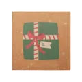 Biglietto di auguri natalizio quadrato in carta kraft con scatola regalo verde per festività - Scatola regalo / Set con Busta