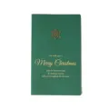 Élégante carte de Noël verte avec flocon de neige en métal doré et texte en or gaufré - Flocon de neige