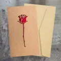 Biglietto di auguri vintage in carta kraft con elegante rosa tagliata al laser e busta coordinata - Rose