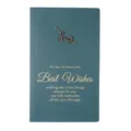 Elegante biglietto d'auguri retrò verde acqua con stampa oro e ciondolo fiore in metallo - Ramo di Fiori di Prugno