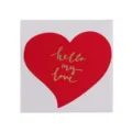 Red heart greeting card with gold foil hello my love text for Valentine's Day - Red Hello My Love
