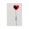 Handmade Valentine's Day greeting card with a 3D red leather heart and 'love' script - Balloon LOVE / 10x15cm
