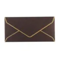 Enveloppe commerciale marron foncé avec bordure dorée et finition nacrée élégante - Café