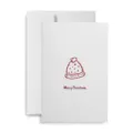 Set di biglietti di auguri di Natale bianchi minimalisti con berretto rosso e busta - Stile Cappello a Maglia