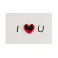 Valentine's Day greeting card featuring a 3D red leather heart sticker - I Heart U / 10x15cm