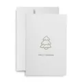 Biglietto di auguri di Natale bianco minimalista con albero verde e busta bianca coordinata - Modello albero di Natale