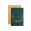 Elegante biglietto verde scuro con corona in lamina d'oro e busta - Specialmente Per Te / Verde Scuro