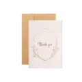Elegante biglietto di ringraziamento in oro con ghirlanda e busta kraft per eventi - Grazie / bianco crema