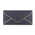 Enveloppe commerciale bleu marine nacrée avec bordures dorées élégantes pour invitations - Noir charbon