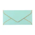 Enveloppe d'invitation nacrée vert menthe élégante avec une bordure en feuille d'or luxe - Bleu clair