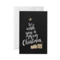 Elegante biglietto di auguri di Natale nero con busta e disegno ad albero dorato - Albero di Natale