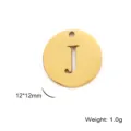 Round gold stainless steel pendant featuring a cutout uppercase letter J for DIY jewelry - Letter J / Gold