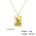 Pendentif de collier carte de tarot Force en acier inoxydable doré, arcane majeur élégant. - Or Justice
