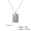 Collier pendentif carte de tarot de la mort en acier inoxydable avec chaîne - Couleur Acier La Mort