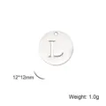 Round stainless steel pendant with engraved letter L for DIY jewelry making crafts - Letter L / Steel