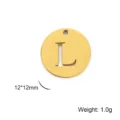 Gold stainless steel letter L pendant with 12mm diameter and 1.0g weight for DIY - Letter L / Gold