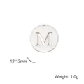Stainless steel round pendant with engraved letter M for DIY necklaces and bracelets - Letter M / Steel
