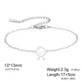 Silver stainless steel bracelet featuring an African C-shaped symbol pendant charm - Bird Shape (Cross Chain) / Silver