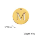 Gold stainless steel alphabet pendant charm with letter M cutout for DIY jewelry making - Letter M / Gold