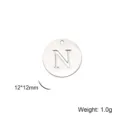 Round stainless steel pendant with engraved letter N for DIY jewelry making 12mm - Letter N / Steel