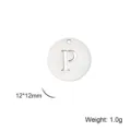 Silver stainless steel round pendant with cutout letter P for DIY jewelry making - Letter P / Steel