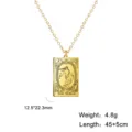 Collier carte de tarot dorée avec pendentif Le Monde, chaîne 45+5cm pour femme - Or Le Monde