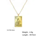 Collier tarot en acier inoxydable doré avec pendentif carte Le Bateleur et mesures - Or Le Bateleur